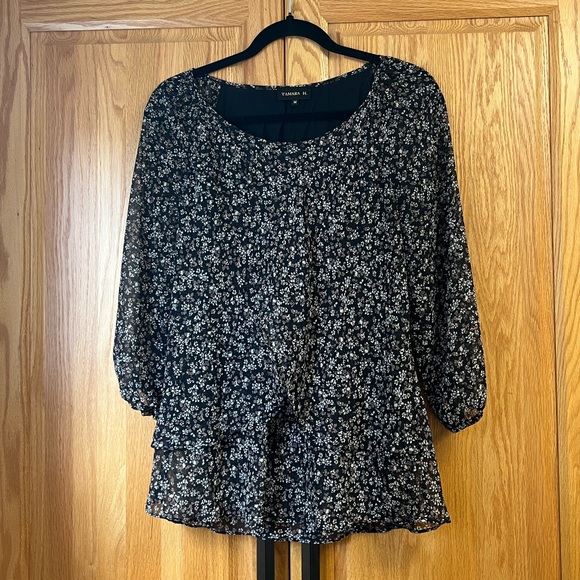 Black and Brown Floral Blouse - Picture 1 of 4